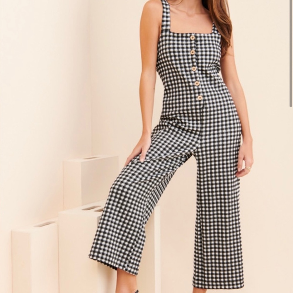 Anthropologie gingham jumpsuit